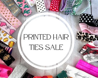 SALE Surprise Elastic Hair Ties - Creaseless Hair Tie Packs - Assorted Hair Ties Mix of Prints - Sale Discount - Hair Tie Package Fillers