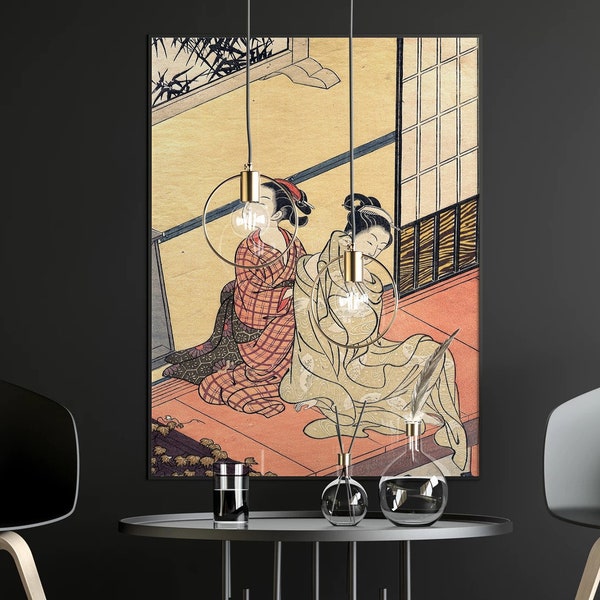 Evening Chime of the Clock, Yamashiro Province, Vintage Japanese Art Print, Japan Home Decor, Vintage Japanese Wall Art