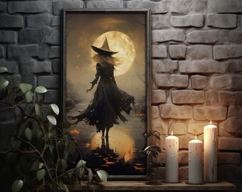 Moonlit Memories, Witchy Print, Halloween Art, Witch Wall Art, Witchy Decor, Dark Art, Wicca Decor, Gothic Art, Dark Academia Fall Decor