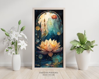 Harmony in Bloom Lotus Wall Art, Unframed Art Print, Zen Wall Art, Yoga Wall Decor, Peaceful Meditation Gift, Home Decor Wall Art Print