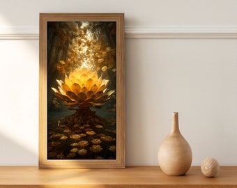 Buddha's Emanation Lotus Wall Art, Unframed Art Print, Zen Wall Art, Yoga Wall Decor, Peaceful Meditation Gift, Home Decor Wall Art Print