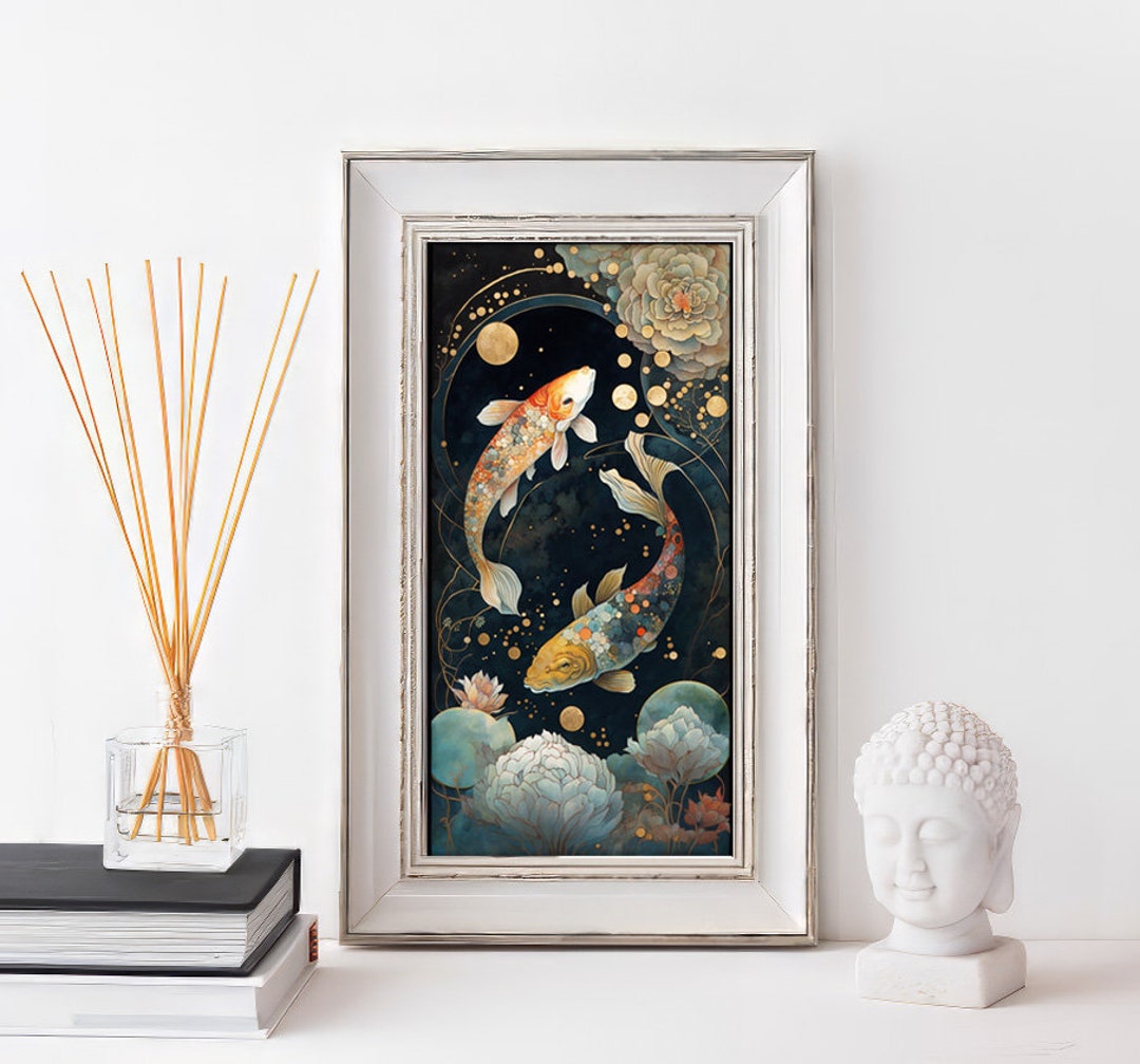 Peaceful Koi Unframed Koi Fish Painting Art Print Zen Wall - Etsy
