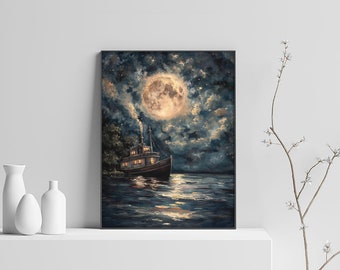 Spooky Cute Nostalgia's Romantic Moonlit Night Tale | Moody Victorian Witchcraft Whispers, Fine Art Print P-24-40