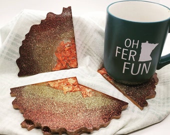 Resin coaster personalized coaster set of 4, geode coaster set, set of 4 resin coasters