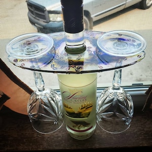 Wine glass resin caddy, 2 glass wine caddy, wine glass holder, custom wine caddy