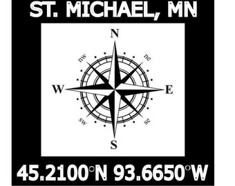 セントマイケル MN ミネソタの故郷カットファイル SVG 海図座標 緯度 経度 Cricut シルエット用
