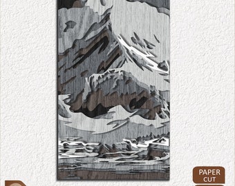 Layered Mountain Scene SVG Cut File for Laser Cutting and Cricut, cnc project, glowforge file
