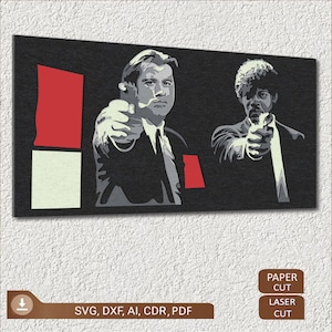 Inspired by Pulp fiction Black white multi-layers panel,laser cut files,motherfucker Pulp fiction 5 layers mandala,Pulp fiction wall decor