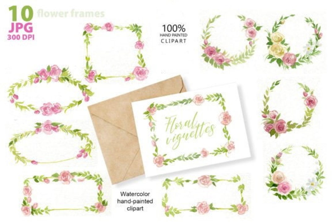 Watercolor Flower Flower Fram for Etsy