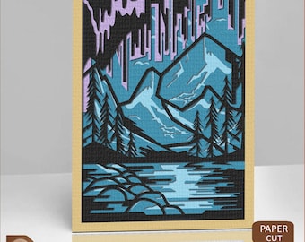 Layered Mountain Scene SVG Cut File for Laser Cutting and Cricut, cnc project, glowforge file