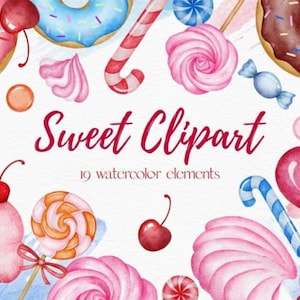 Sweet Watercolor Clipart Candy Ice Cream