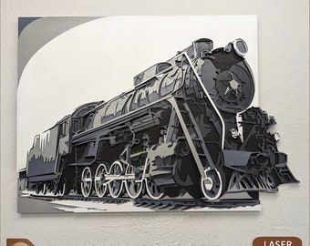 Steam Locomotive 3D Mandala svg, Multilayer Panel for Laser Cutting, layered SVG files for CNC router Laser or Cricut