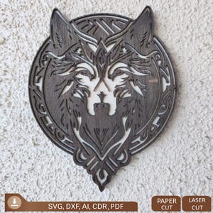 Wolf wielowarstwowy SVG, Wolf plik laserowo cięty, Wolf wystrój domu, warstwa 3D, cięcie papieru, plik maszyny tnącej, Wolf 2 dekoracyjny panel warstwowy