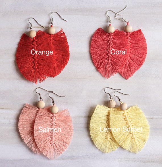 Boho Coral feathered earrings Boho Coral feathered earrings