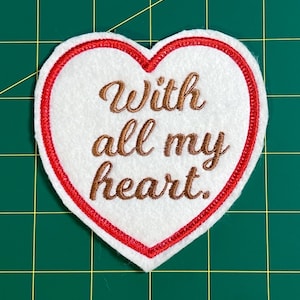 Heart Patch Memory Bear | Custom Pillow Patch Embroidered Personalized Sew-On. Personalized Memorial Keepsake. 100% Cotton or Felt Fabric.