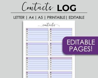 editable printable address book template
