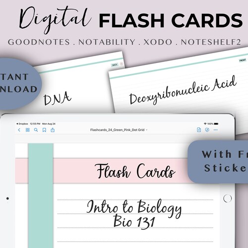 Digital Flashcards for Goodnotes Notability PDF Viewer Etsy