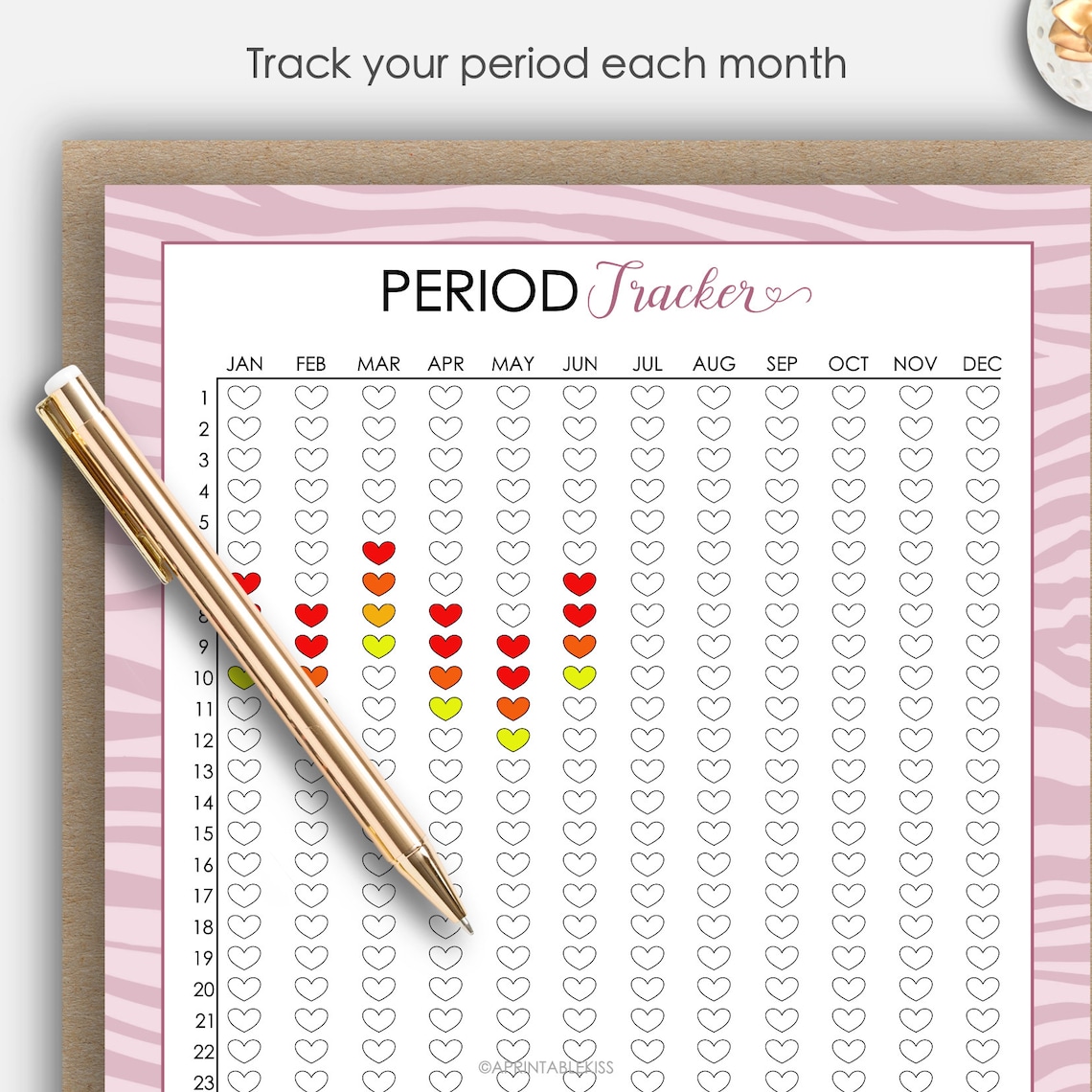 Printable Period Tracker Menstrual Cycle Tracker Period Etsy