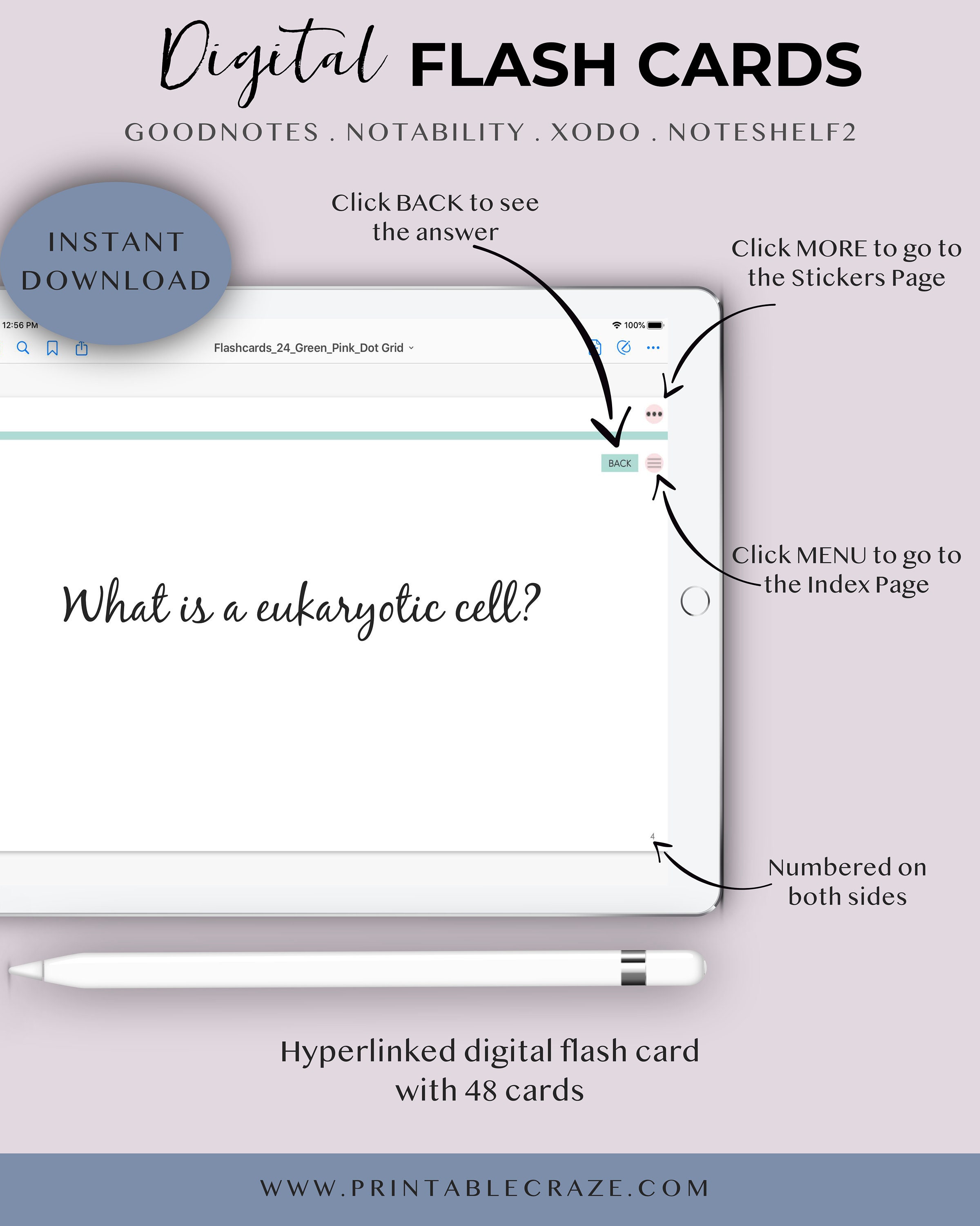 Digital Flash Cards for Goodnotes Flashcards Index Card Etsy