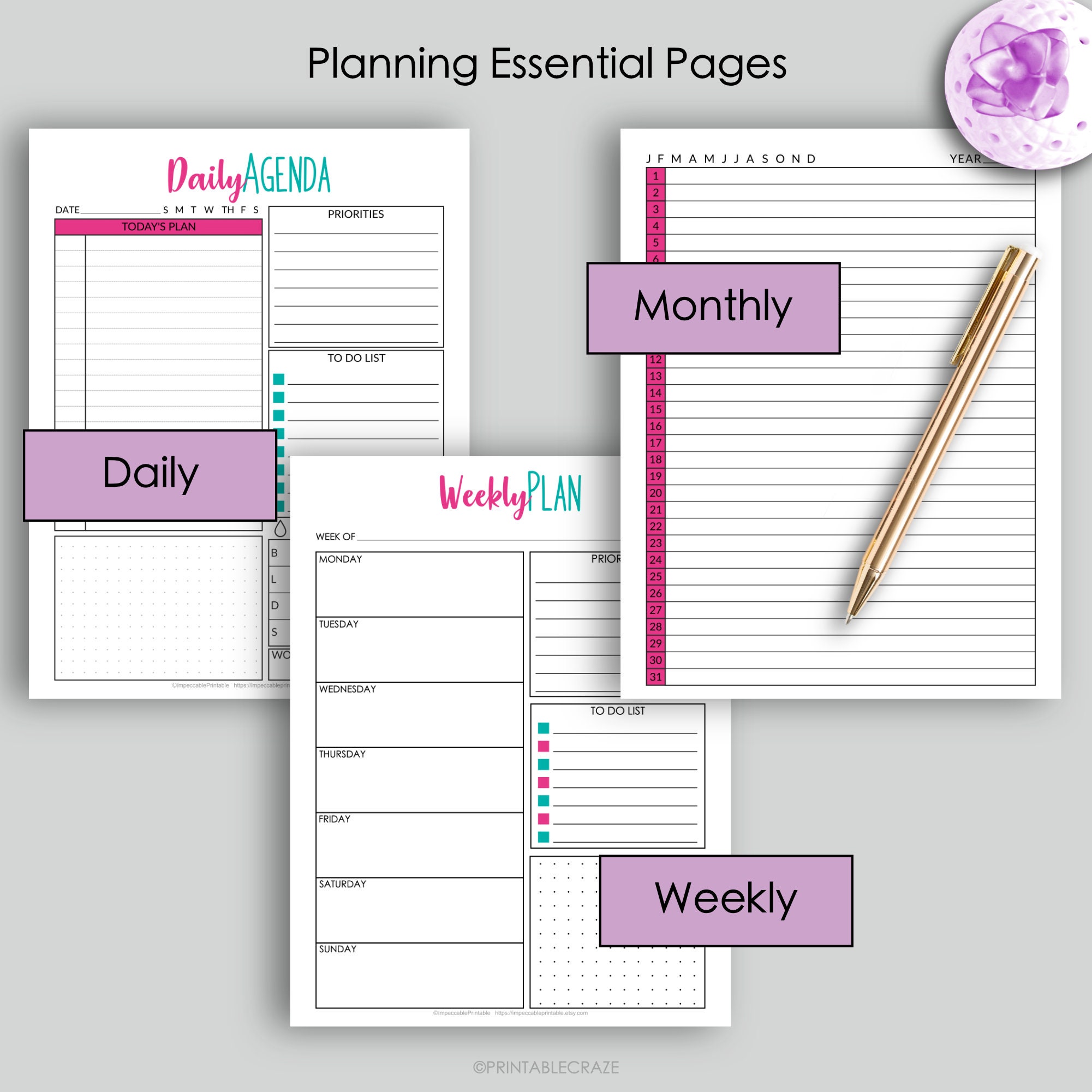 student planner printable academic calendar school year study etsy