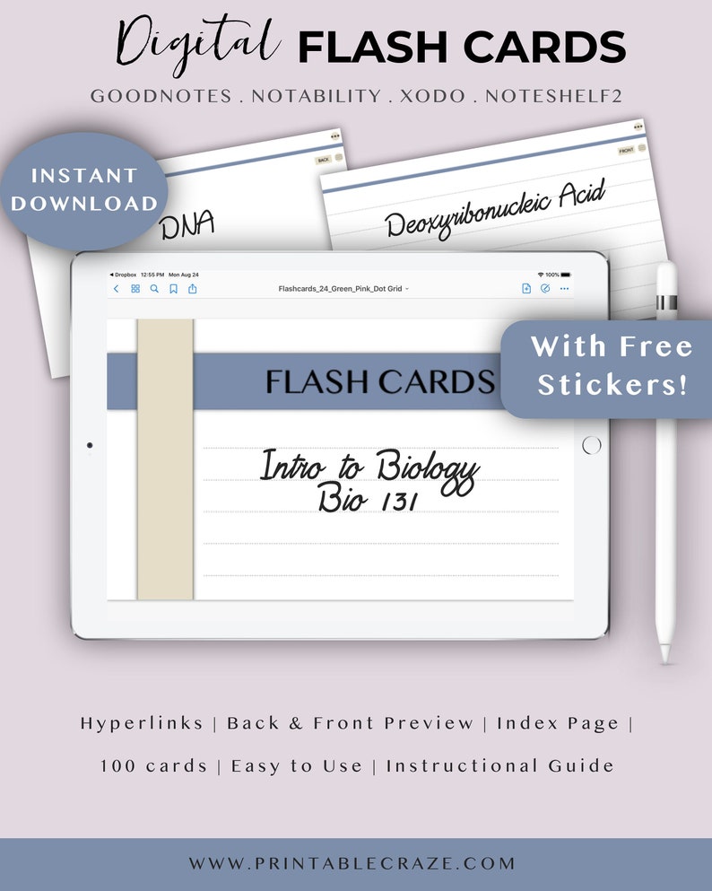 Digital Flash Cards for Goodnotes Flashcards Index Card Etsy
