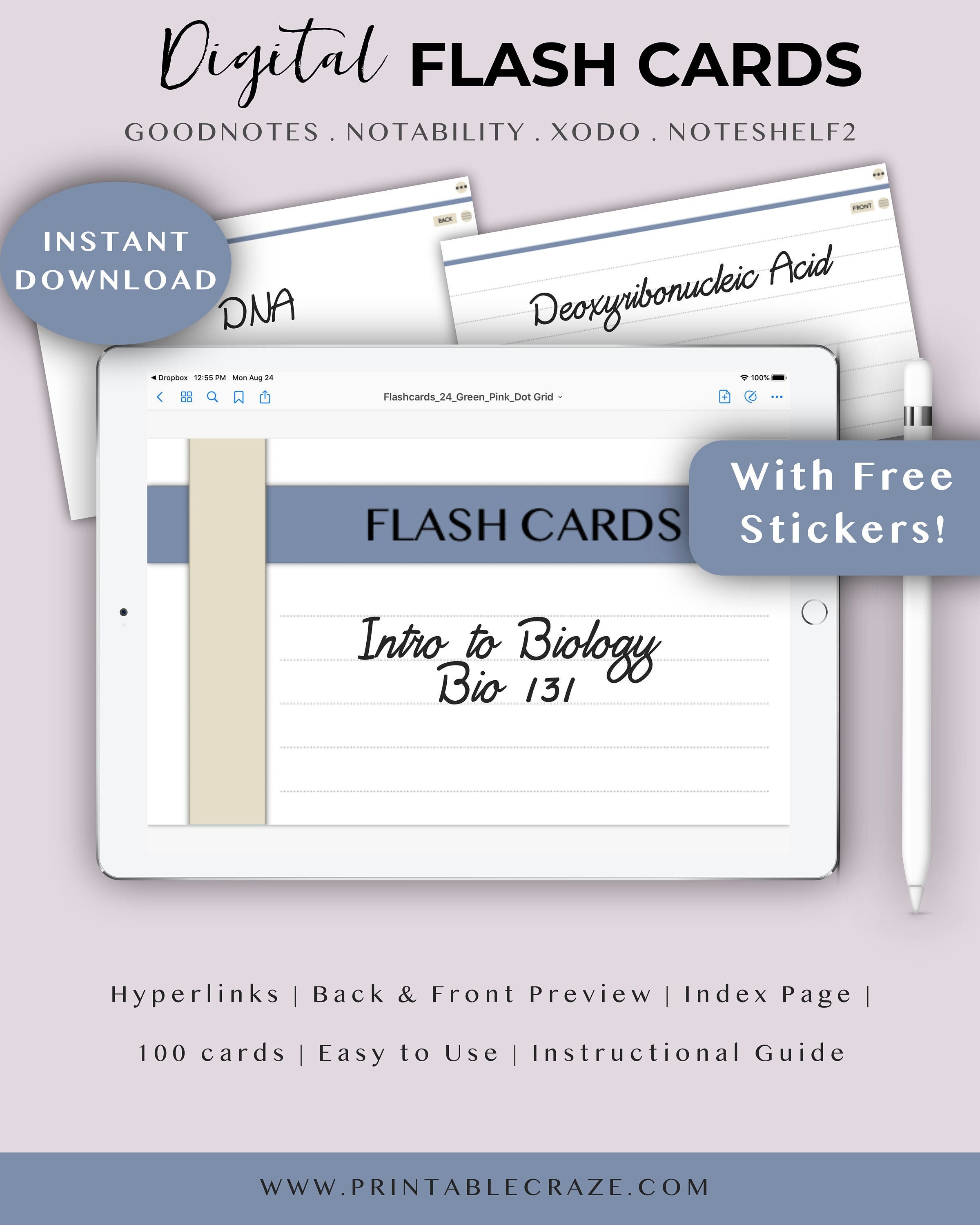 Digital Flash Cards for Goodnotes Flashcards Index Card Etsy UK