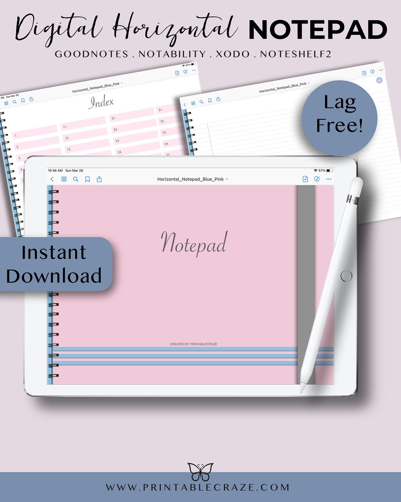 Horizontal Digital Notepad for Goodnotes Notebook Electronic Etsy