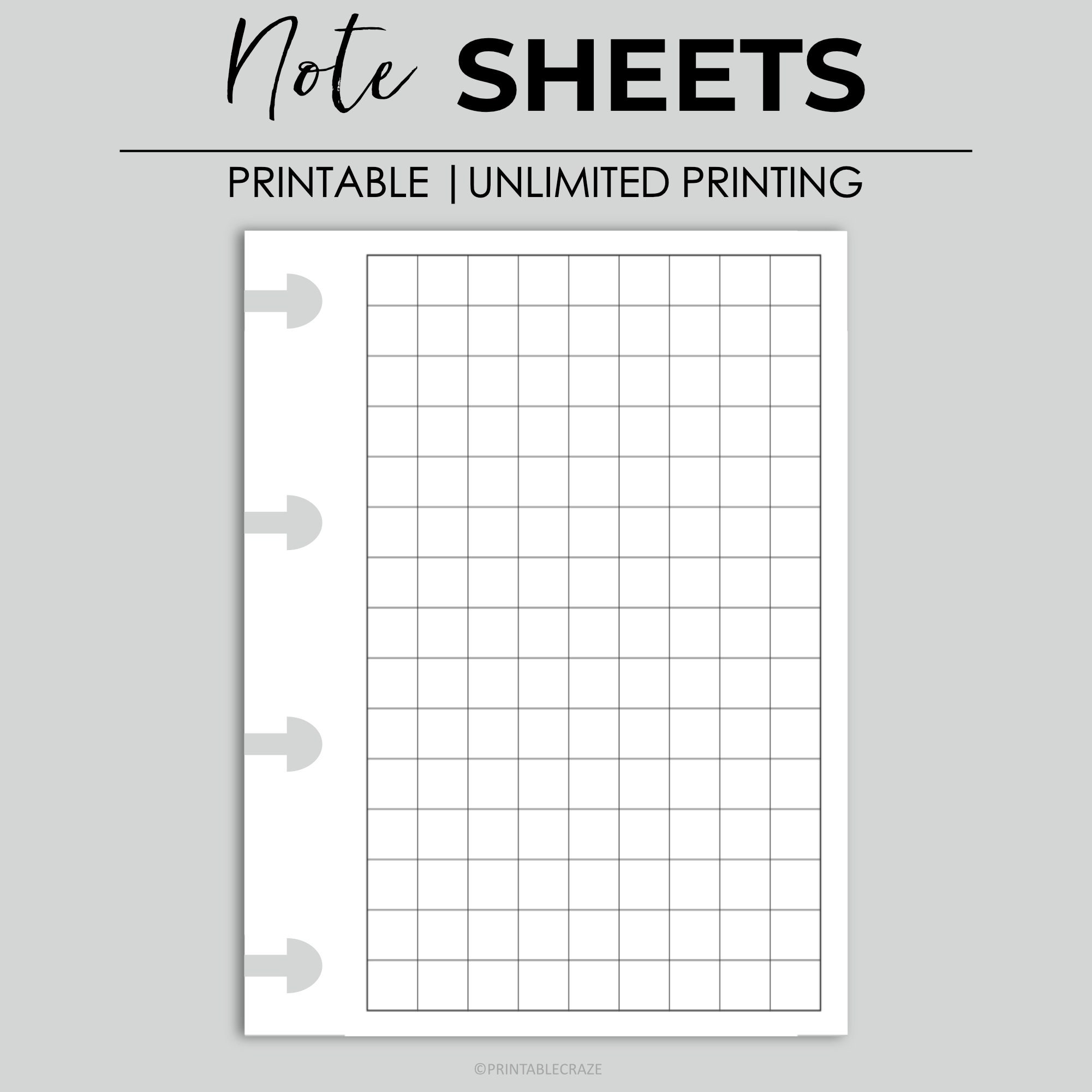 micro hp printable note sheets pages inserts lined dot graph etsy