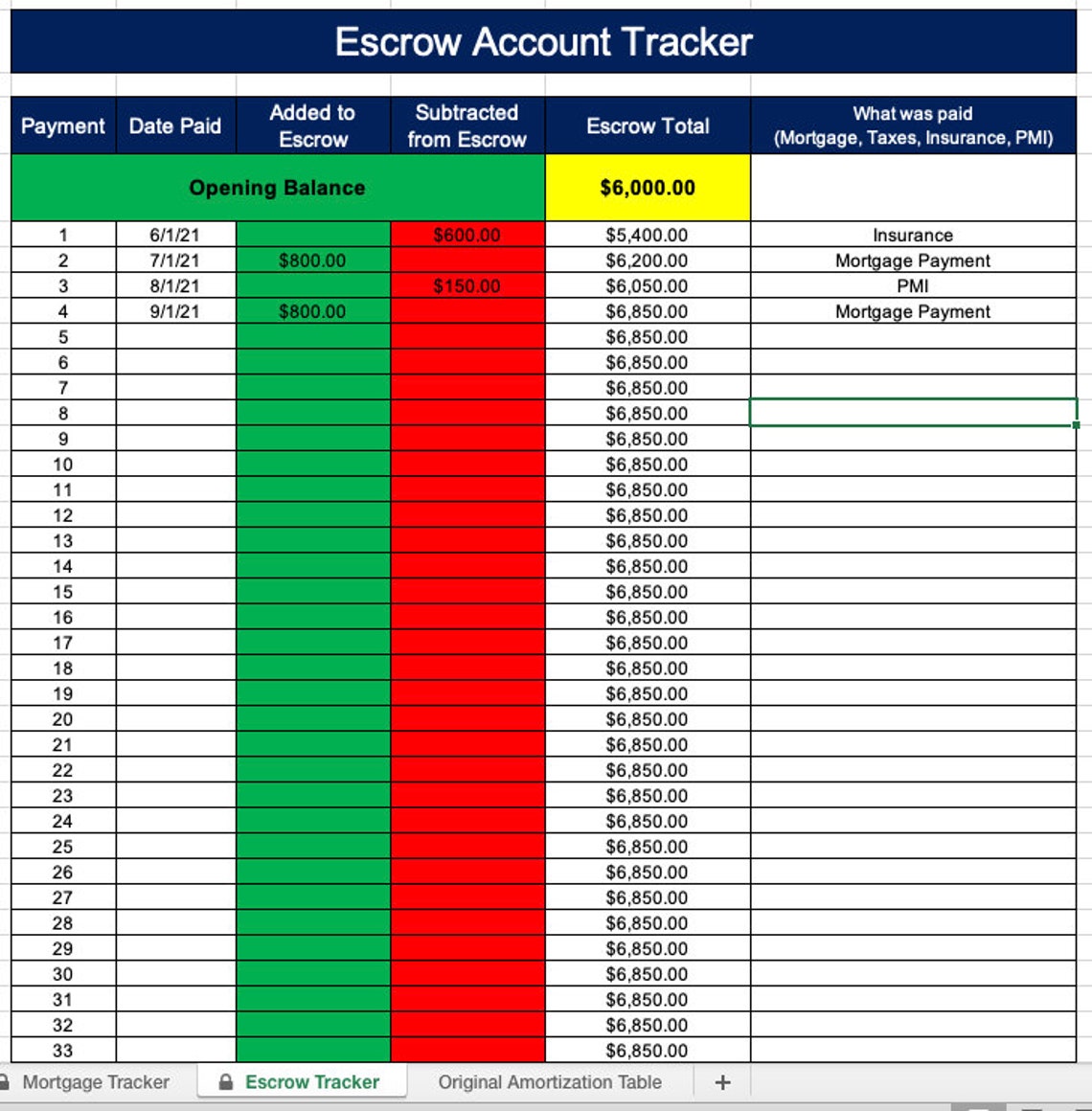 Home Mortgage Payment Tracker Mortgage Calculator Escrow Etsy