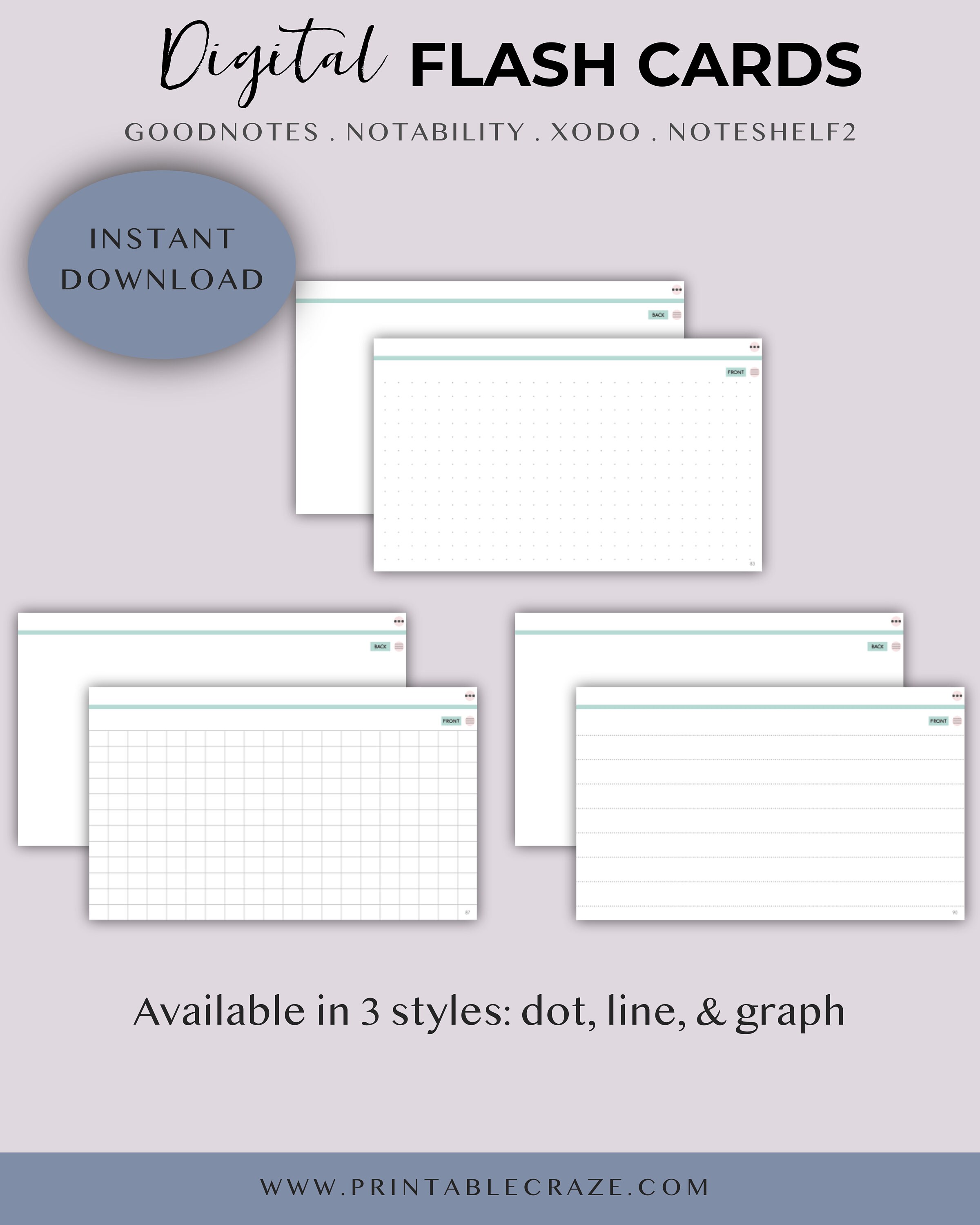 Digital Flash Cards for Goodnotes Flashcards Index Card Etsy Canada