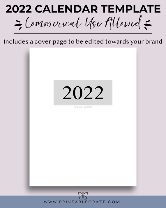2022 Publisher Calendar 2022 Calendar Template Affinity Publisher Commercial Use | Etsy