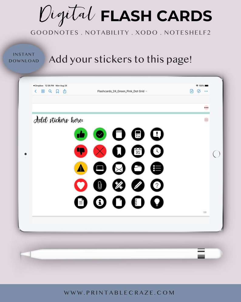 Digital Flash Cards for Goodnotes Flashcards Index Card Etsy