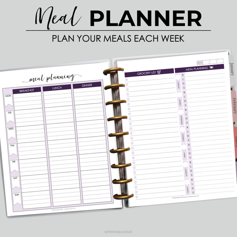 MINI HP Meal Planner Recipe Binder Food Menu Family Printable - Etsy