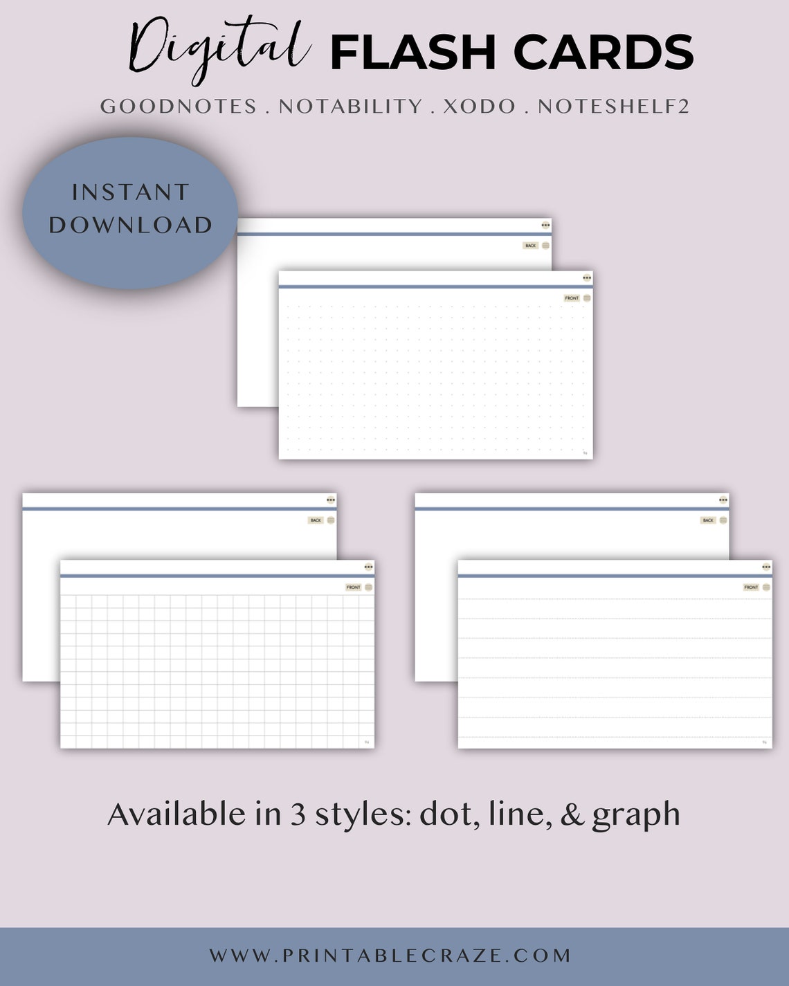 Digital Flash Cards for Goodnotes Flashcards Index Card Etsy