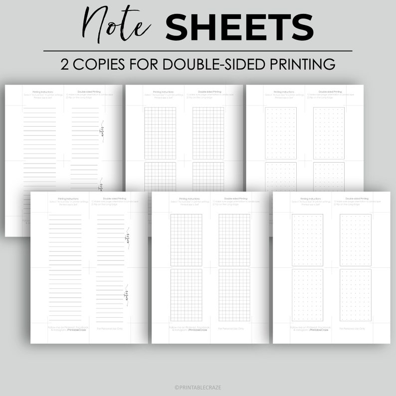 micro hp printable note sheets pages inserts lined dot