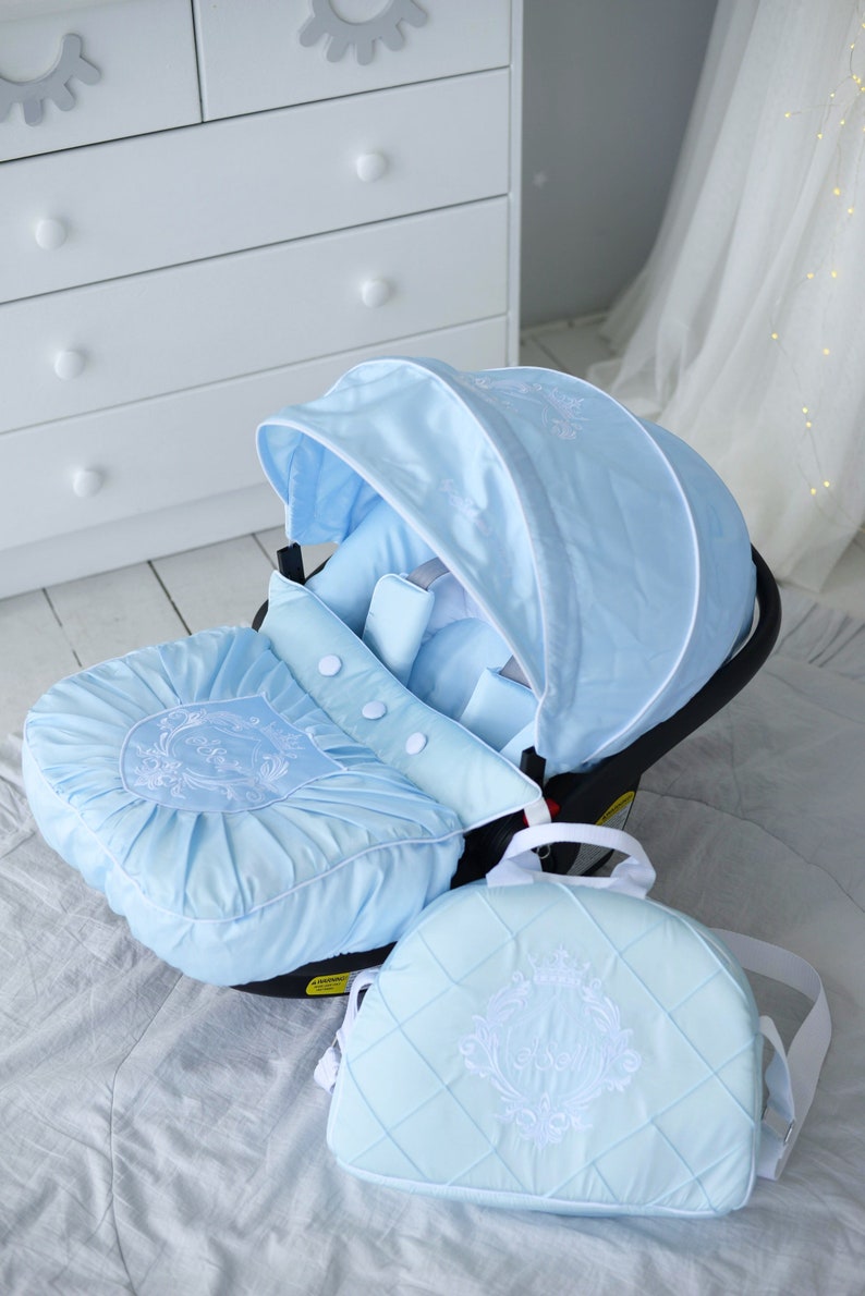 Car Seat Cover Baby Boy Light Blue Car Seat Overlay Baby Etsy