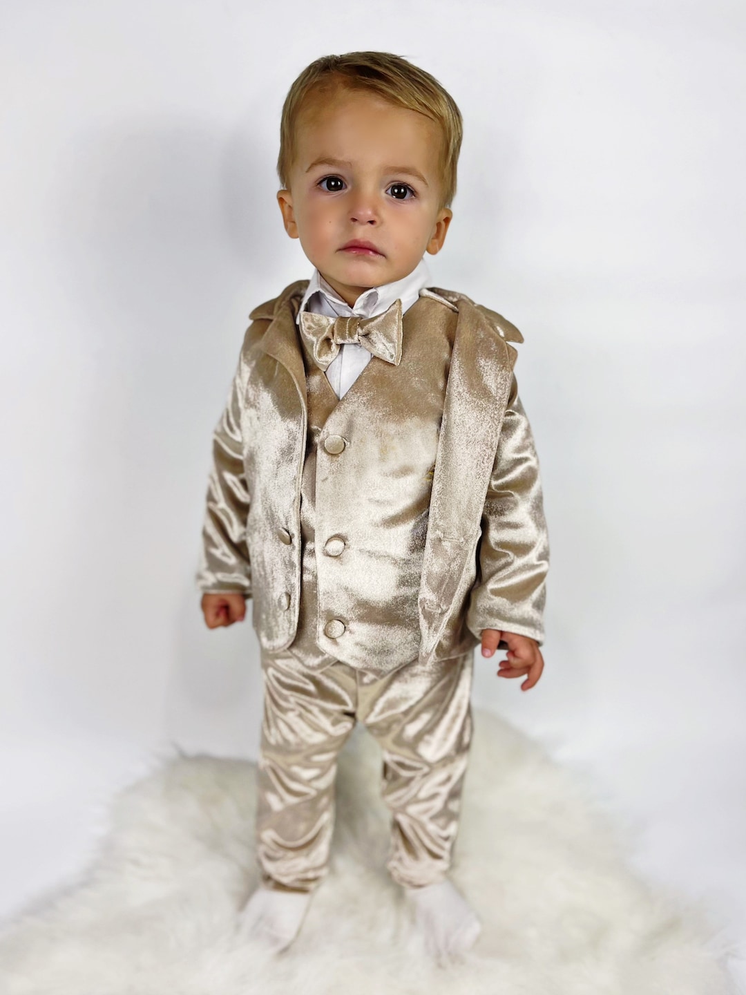 Boys Formal Wear Toddlers Suits, Beige Color Royal, Fancy Suites for