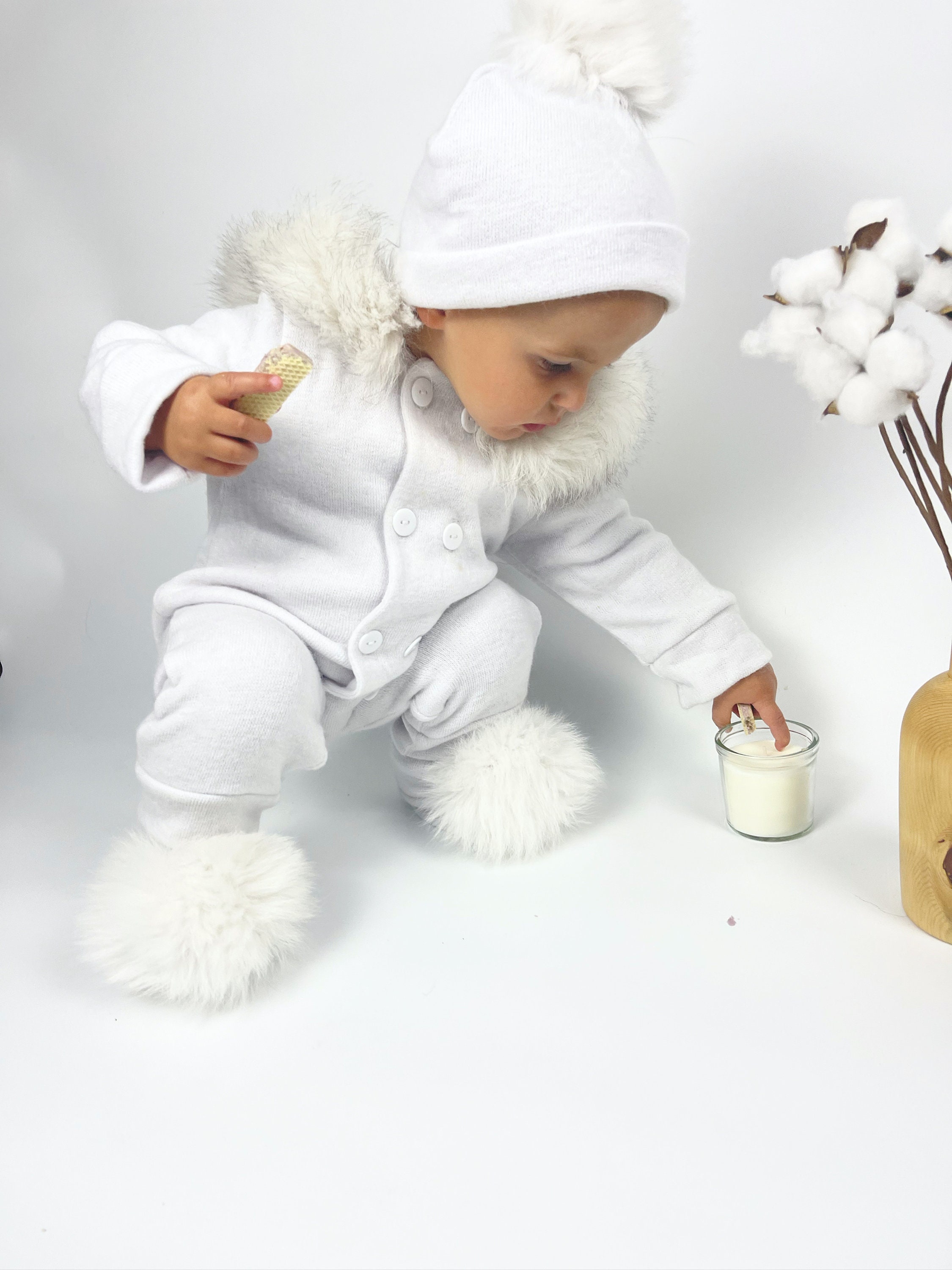 Traje de bebé recién nacido de color caqui, con capucha, forro polar cálido  para invierno, disfraz de animales, 12 meses de Pascua