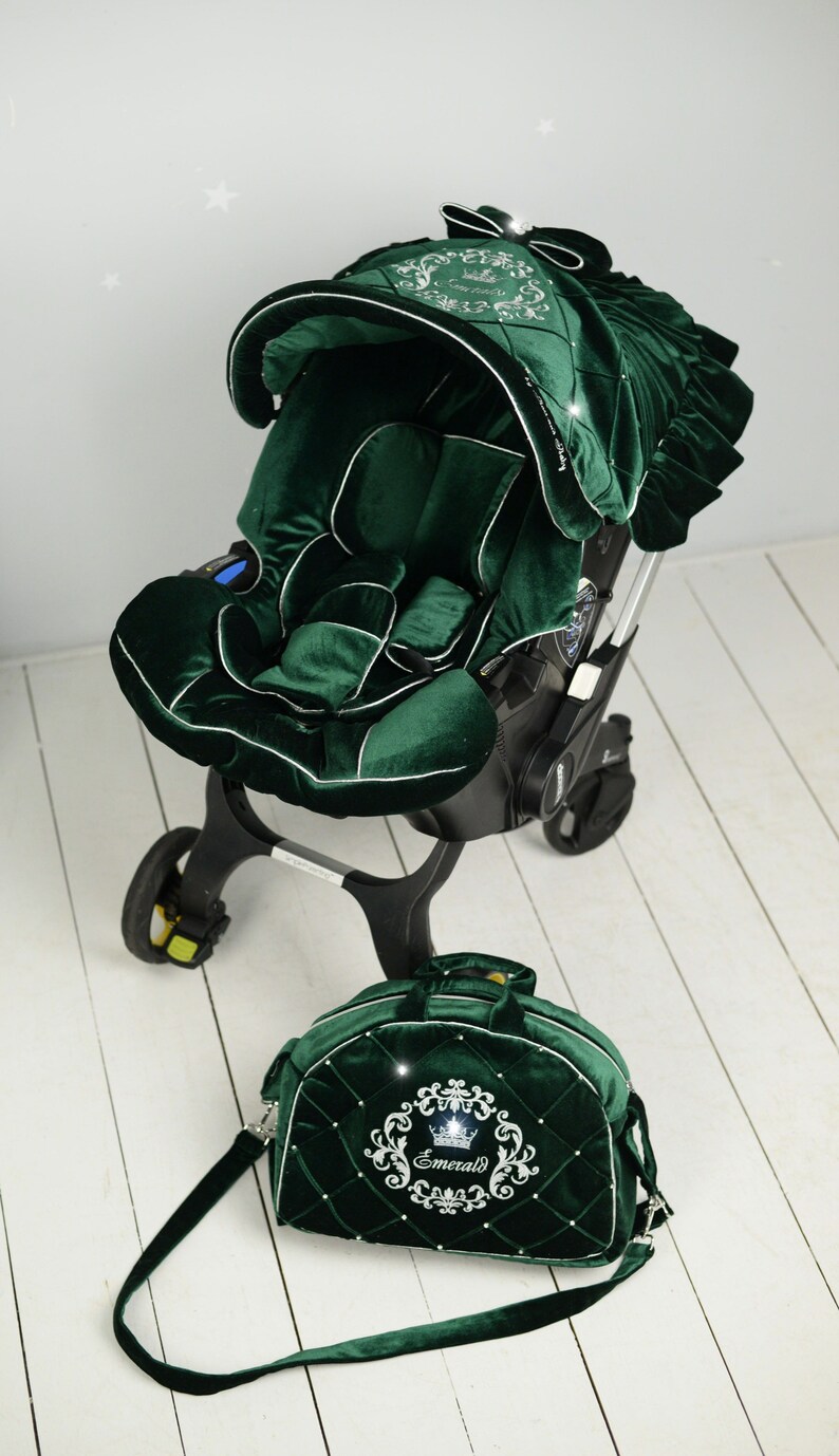 Car Seat Cover Baby Boy Emerald Green Velvet Car Seat Etsy