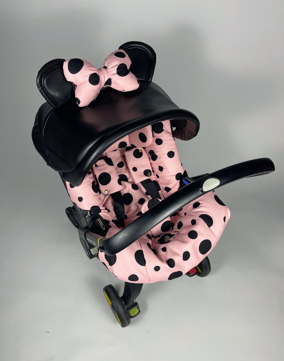 Vintage Black And Pink Tiny Polka Dot Pet Car Seat Cover main image 1