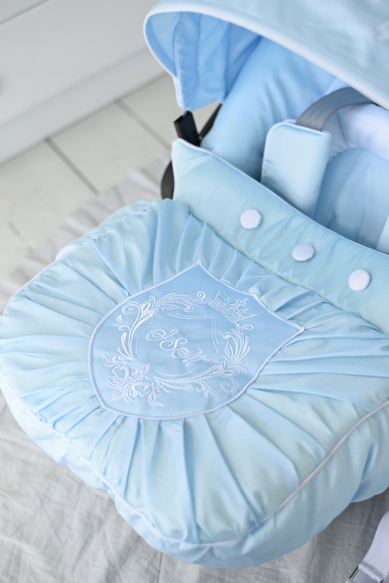 Car Seat Cover Baby Boy Light Blue Car Seat Overlay Baby Etsy
