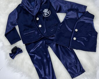 Royal Blue Elegance: Boys Formal Wear - Toddler Suits, Fancy Ensembles for First Birthdays, Weddings, and the Best Boy Costume.