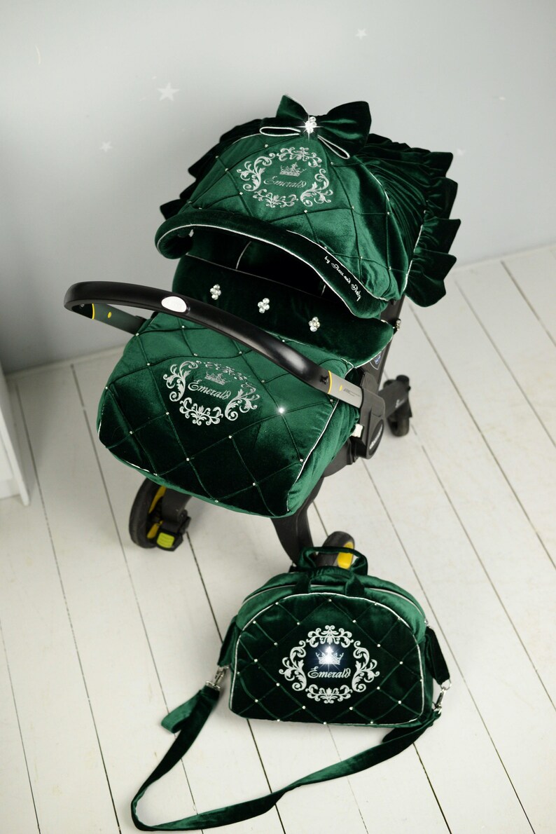 Car Seat Cover Baby Boy Emerald Green Velvet Car Seat Etsy