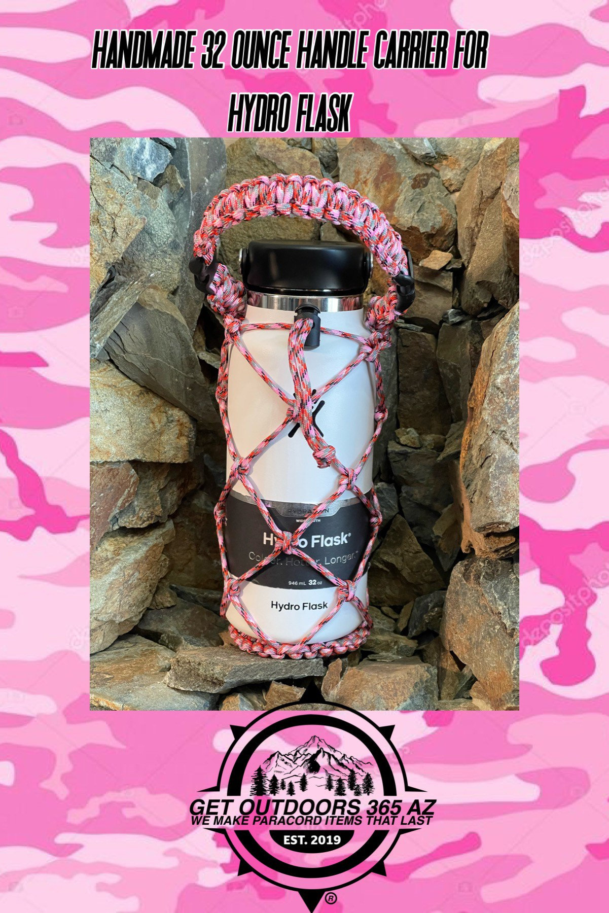 SendCord Paracord Handle for Hydro Flask Wide Mouth Water Bottles