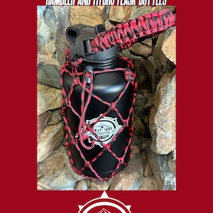 Handmade 64 ounce handle carrier for Yeti Rambler & Hydro Flask bottles.