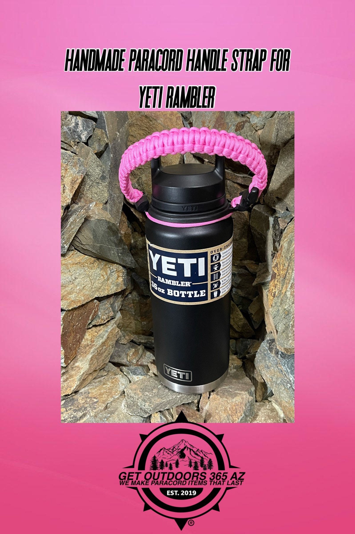 Yeti Rambler Water Bottle Paracord Handle for 36oz 26oz 18oz 12oz