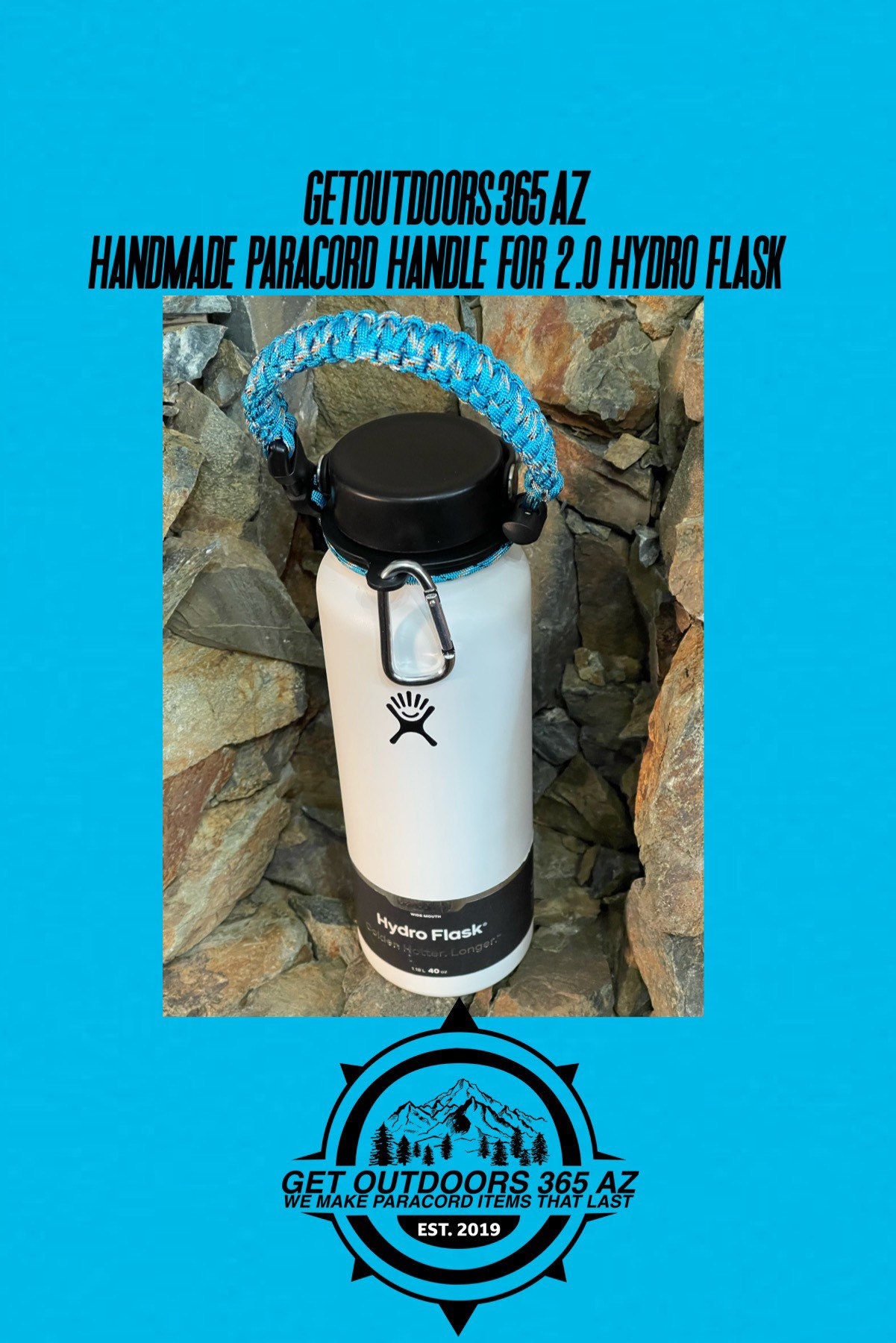  Miracredo Paracord Handle for New Hydro Flask 2.0 Wide Mouth  Water Bottle with Rubber Ring & Carabiner, Easy Carry Strap Holder for Hydro  Flask Water Bottle, Fit 12 oz to