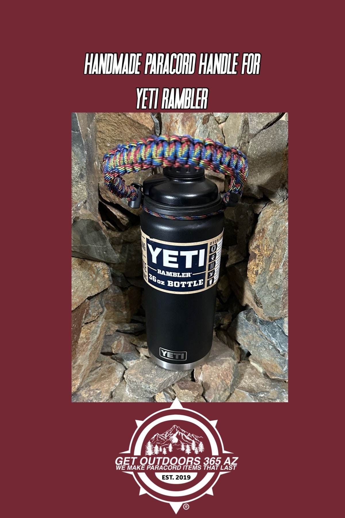 Yeti Rambler Water Bottle Paracord Handle for 36oz 26oz 18oz 12oz 46oz