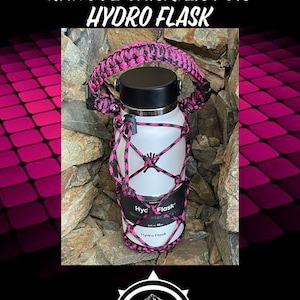 Handmade 32 ounce handle carrier for Hydro Flask widemouth bottle