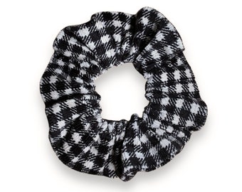 Corduroy Scrunchie, corbatas para el cabello, elásticos para el cabello, accesorios para el cabello, scrunchies para el cabello, scrunchie de pana de algodón a cuadros negro y crema